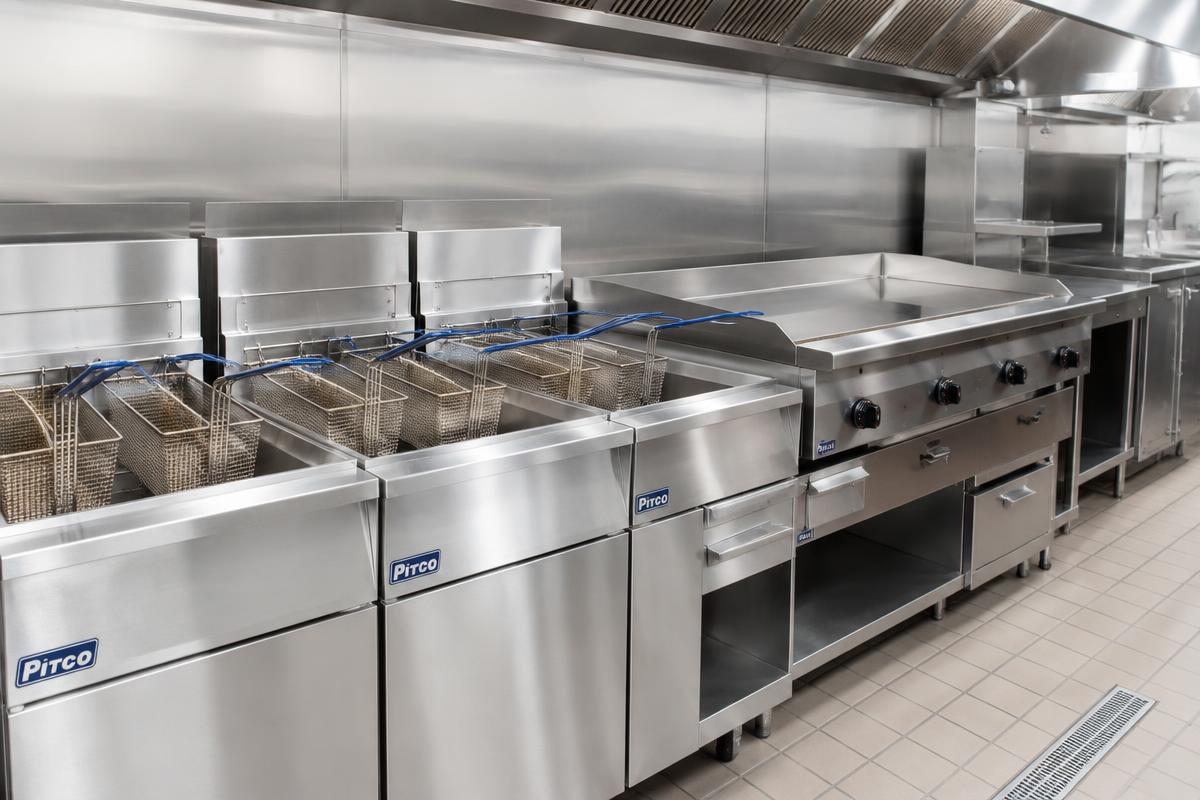 Fryer hotline cleaned to bright stainless steel